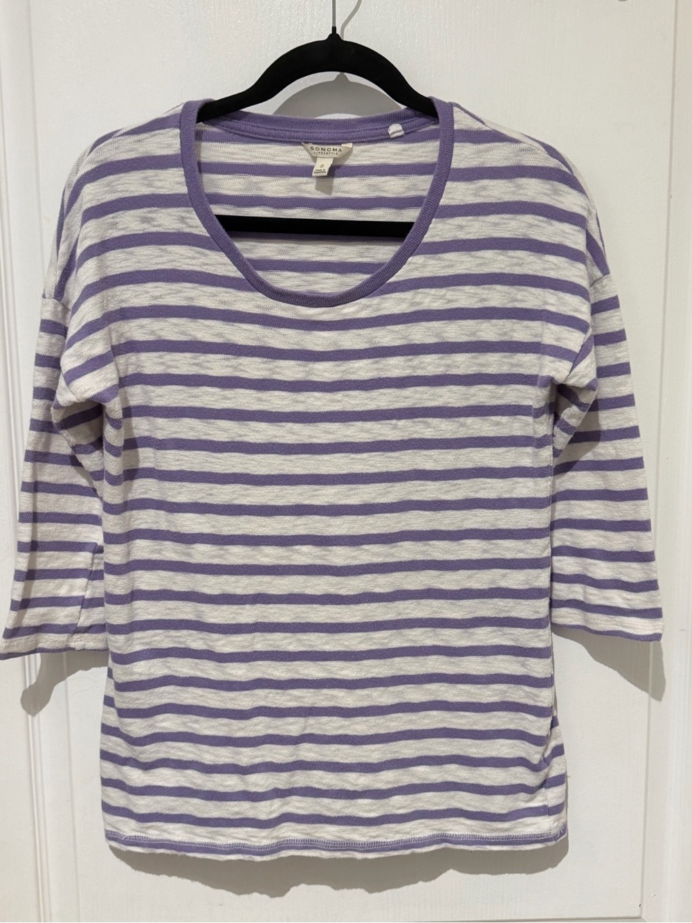 Sonoma Lavender and White Striped Long Sleeve Tee